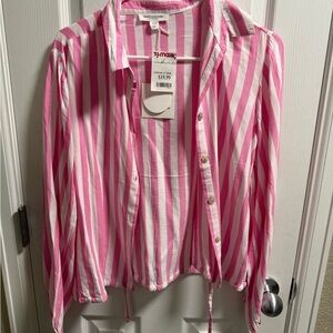 beachlunchlounge Pink and White Striped Shirt